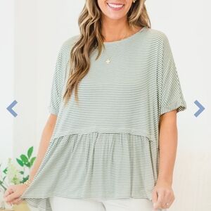 Striped Green Women's Top